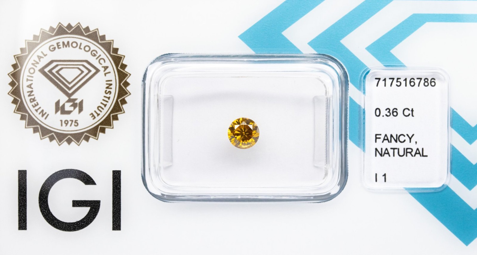 0.36 ct Natural Fancy Intense Brownish Yellow Diamond Round IGI Certified