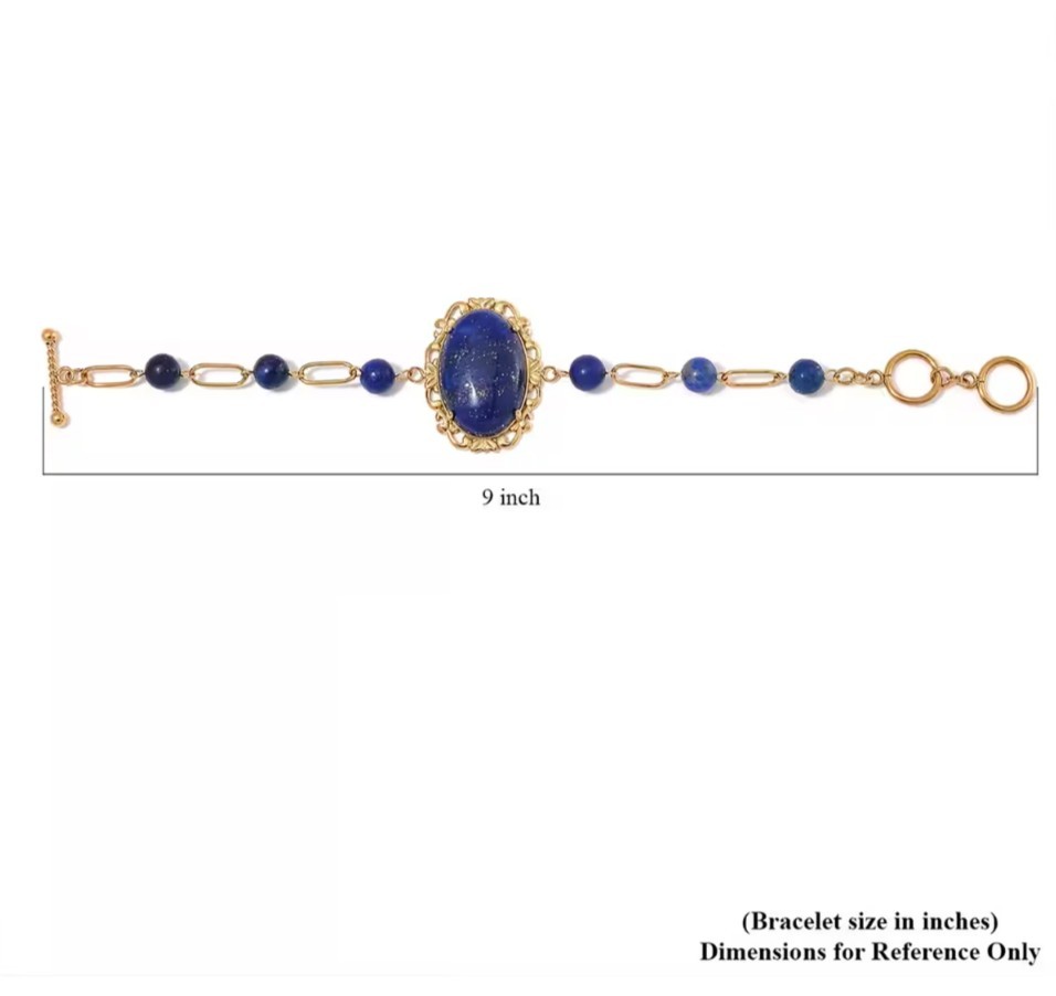 Lapis Lazuli 13.00 ctw Bracelet in ION Plated YG Stainless Steel (7.50-9.0In)
