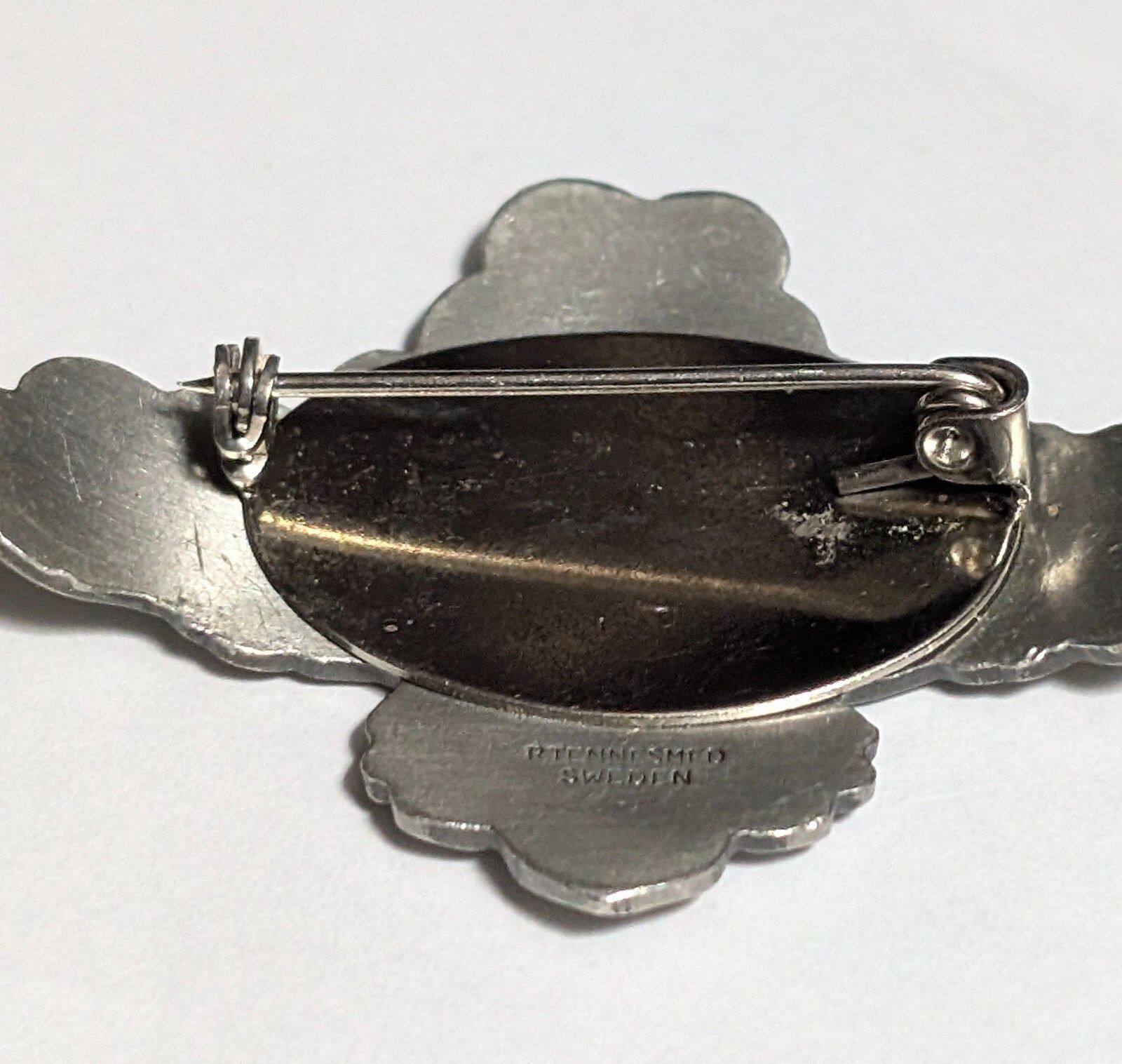 Rune R Tennesmed Sweden Pewter Floral Brooch Pin Mid Century Scandinavian 2″