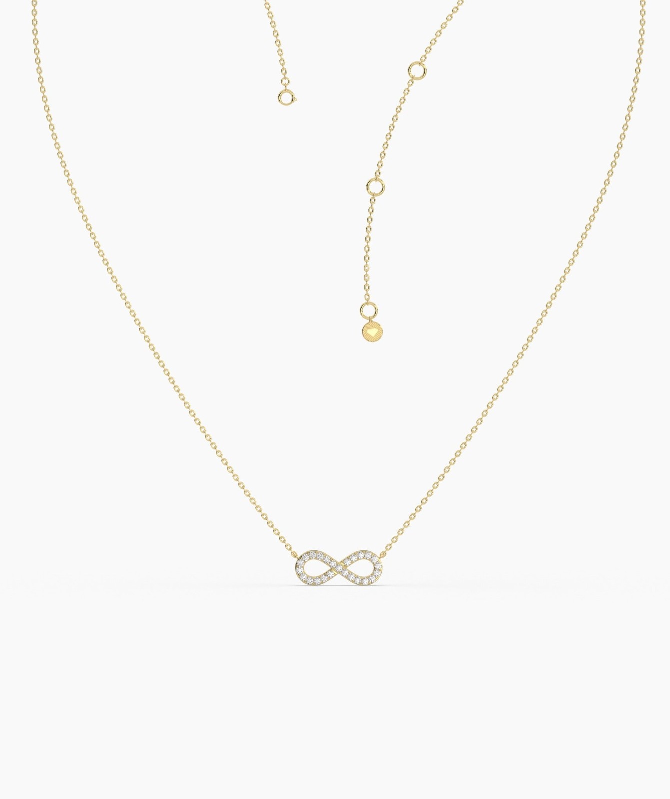 0.10 CT Round Lab Grown Diamond 14K Gold Dainty Infinity Symbol Pendant Necklace