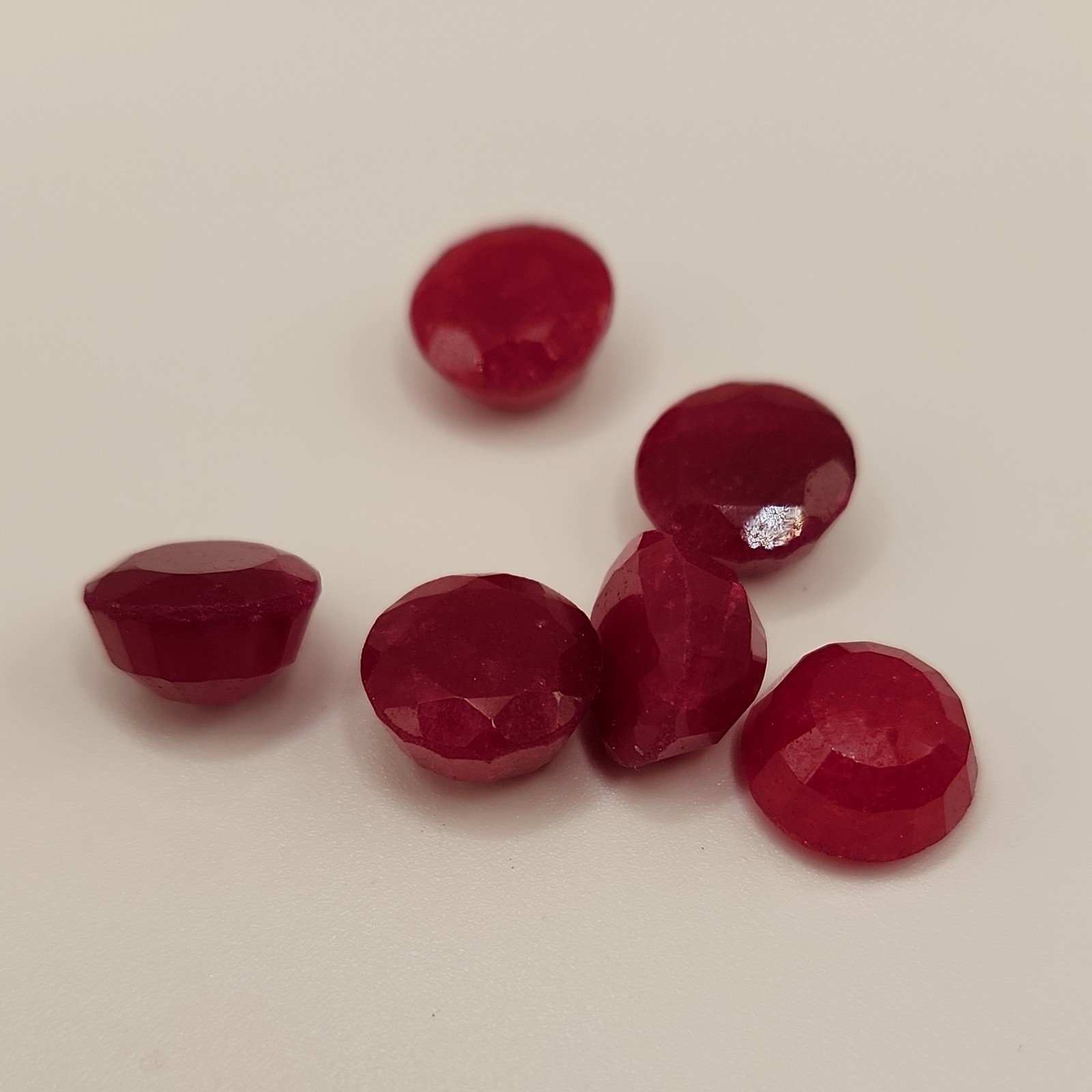 Red Ruby Oval Cut Gemstones 6pcs 7.1-10.8mm Faceted Loose Lot
