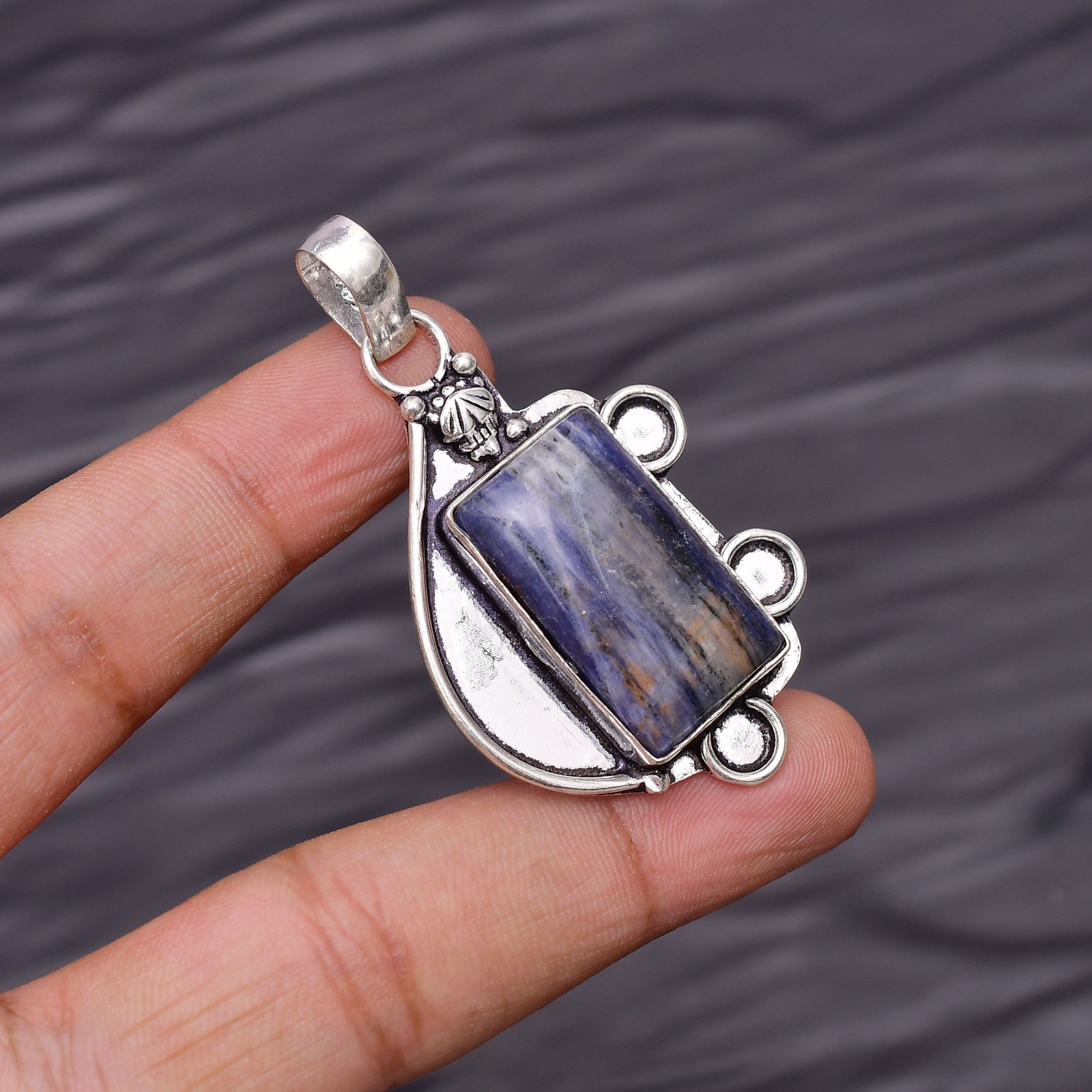 Sodalite Gemstone 925 Sterling Silver Jewelry Pendant 2.08″