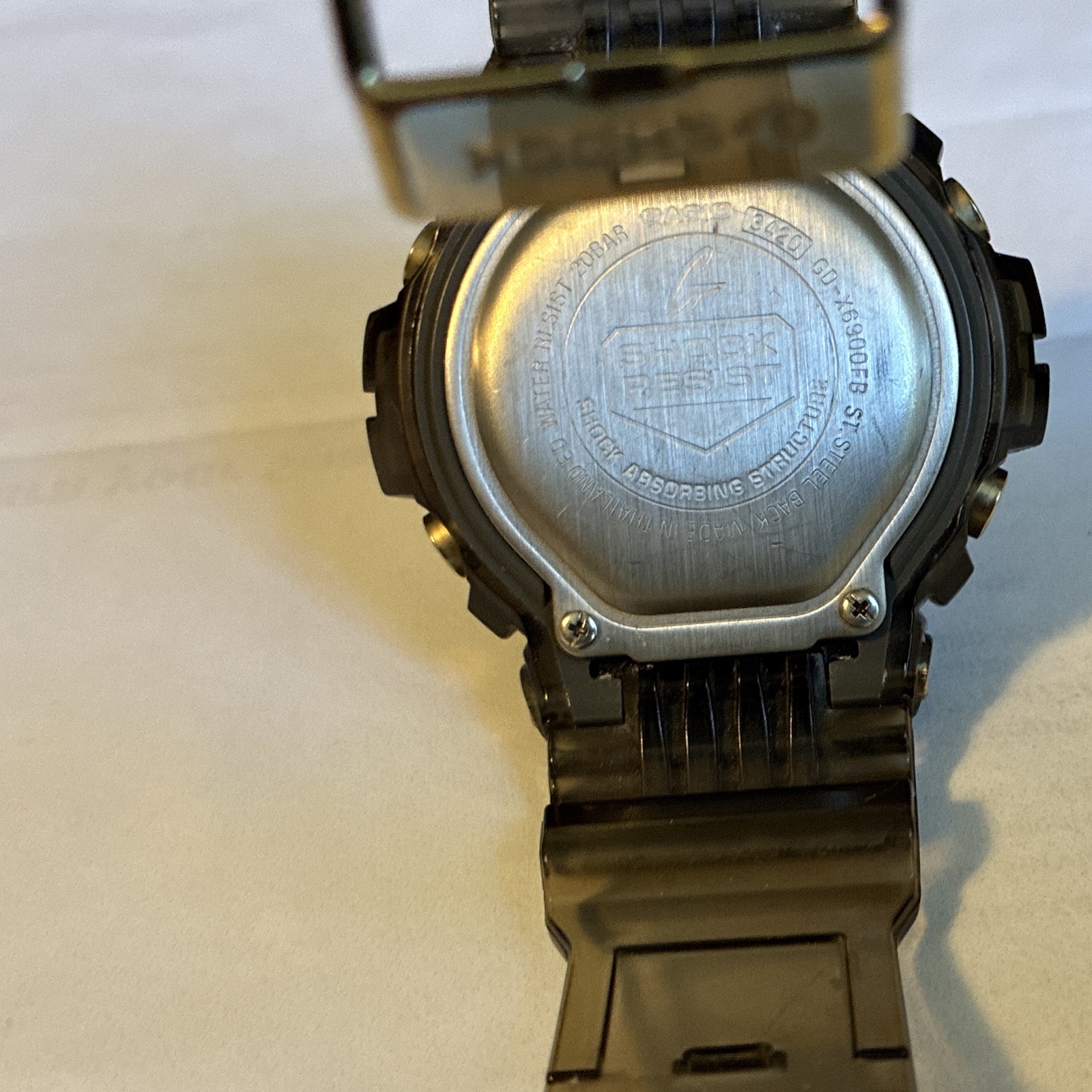Casio G-SHOCK Digital Quartz Watch Alarm Chronograph, Clear/Gray Resin 200m
