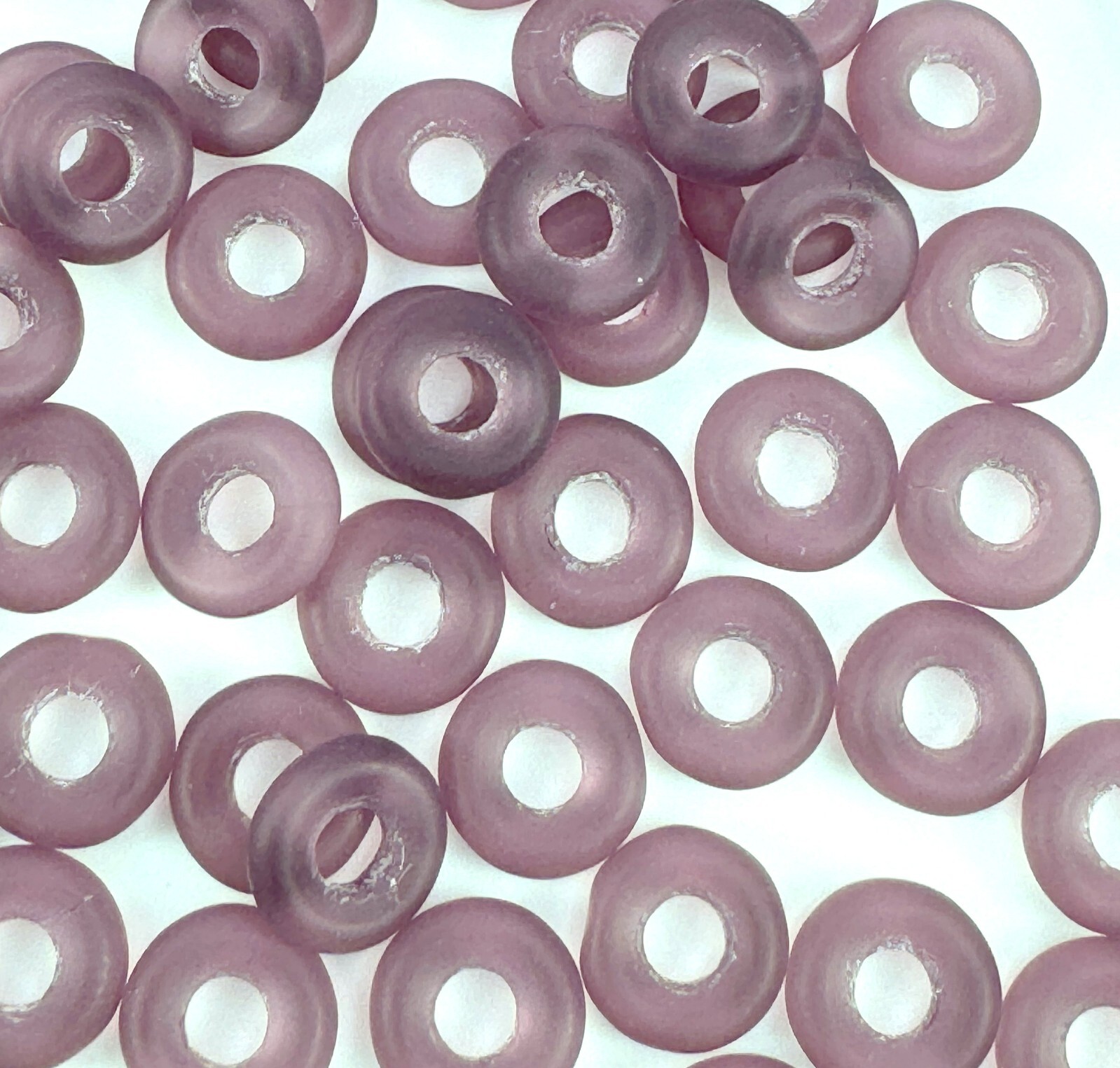Large Hole Donut Beads, 8mm Amethyst w/Matte Finish, 20 Pieces, w50