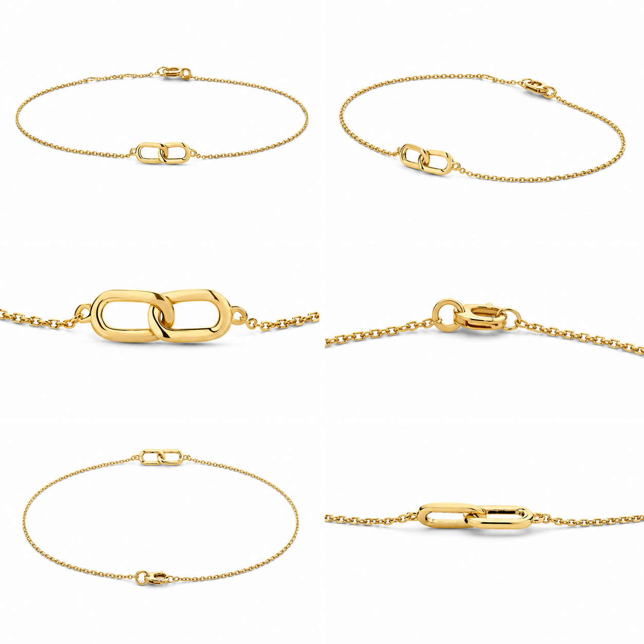 Bracelet Link Pendant 585 Gold Anchor Chain 16-18cm Adjustable