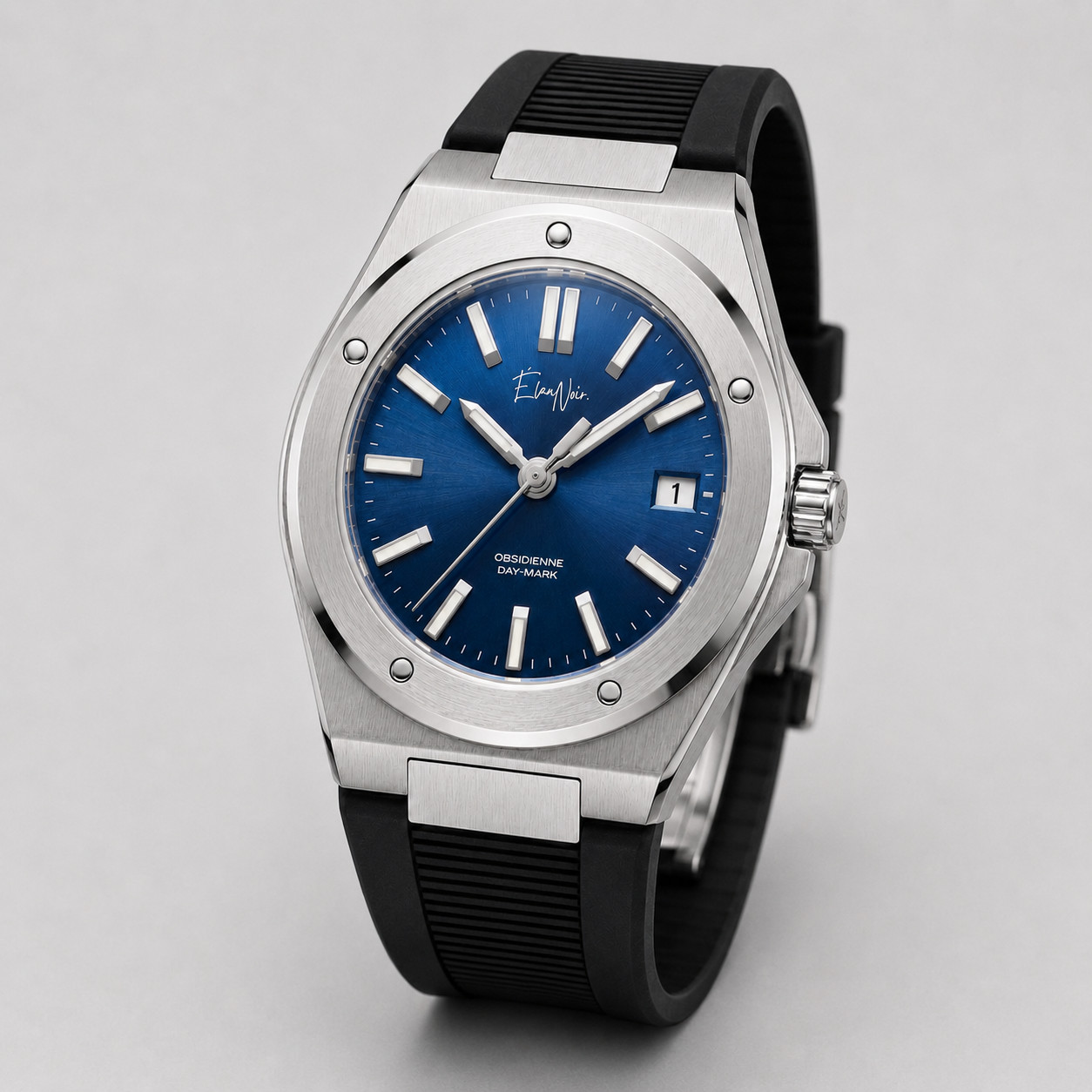 Élan Noir Obsidienne Day-Mark Automatic Watch Navy Dial Sapphire Steel 41mm