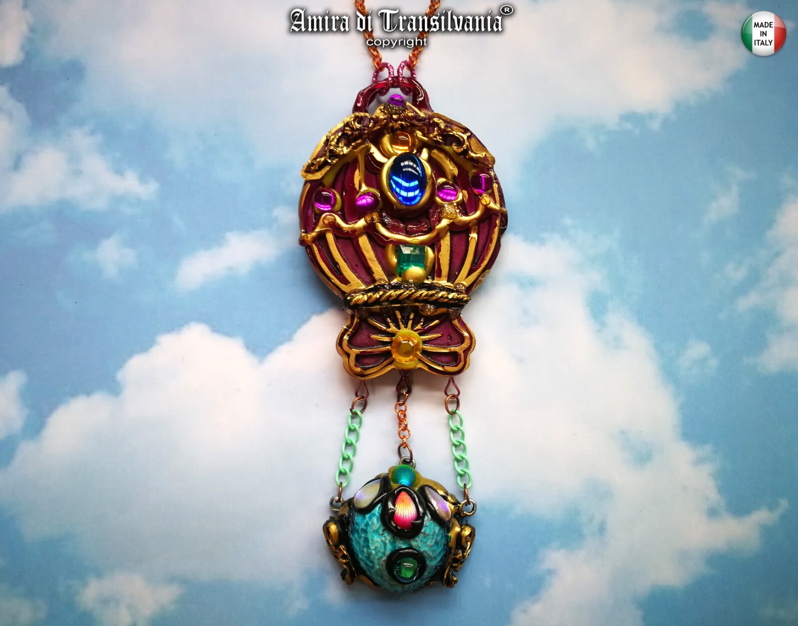 Jewelry Necklace Pendant Luxury Art Deco Nouveau Charm Jewellery Hot Air Balloon