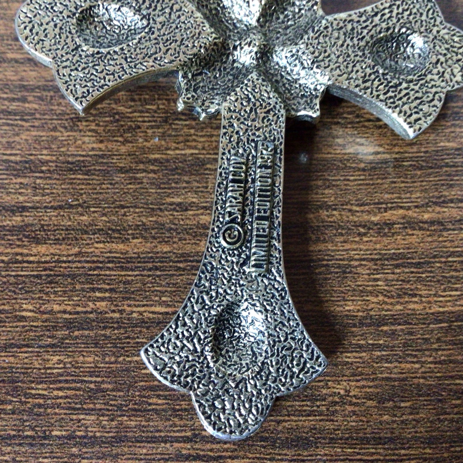 Vintage Sarah Coventry 1975 Cross Limited Edition Pendant Faux Pearl 3.75 in