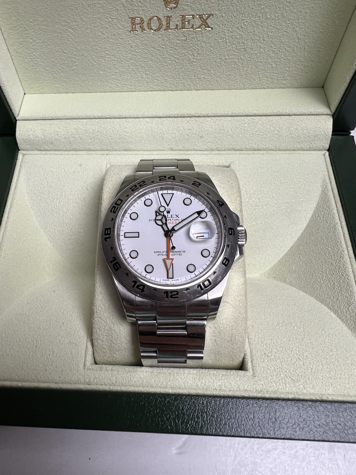 Rolex Explorer II 216570 42MM White Polar Dial Oyster Steel Box