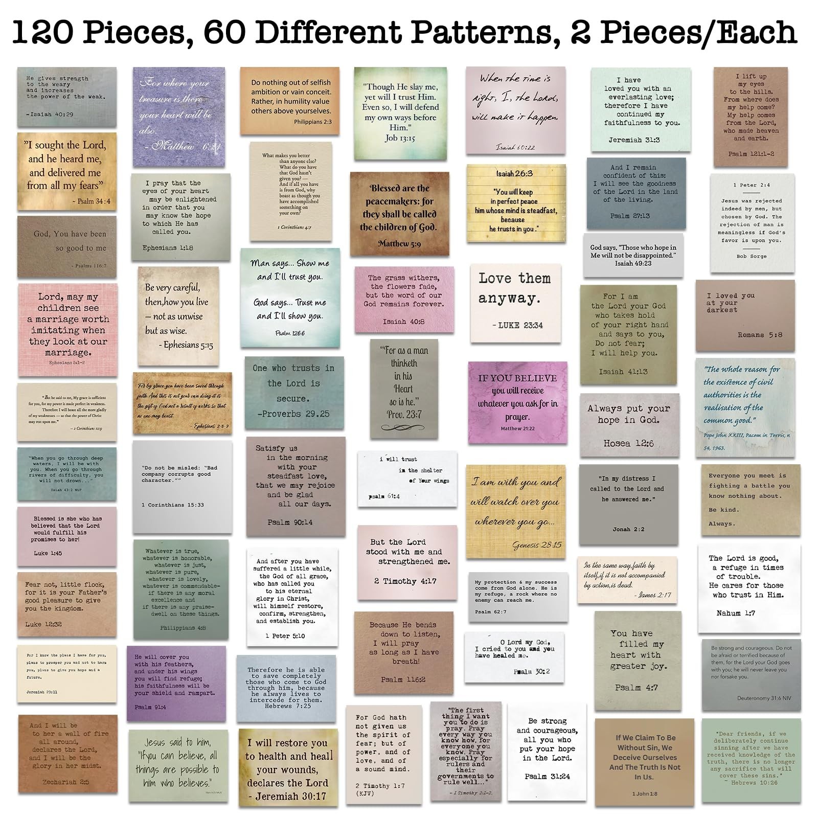 120 Pieces Retro Bible Verse Stickers (2 Pieces of Each), Inspirational Chris…