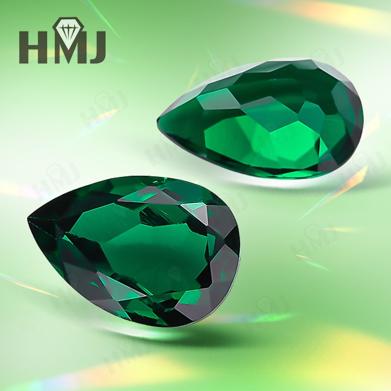 Certified Zambian Emerald Pear Cut Round Cushion Lab Grown Loose Emerald Jewelry
