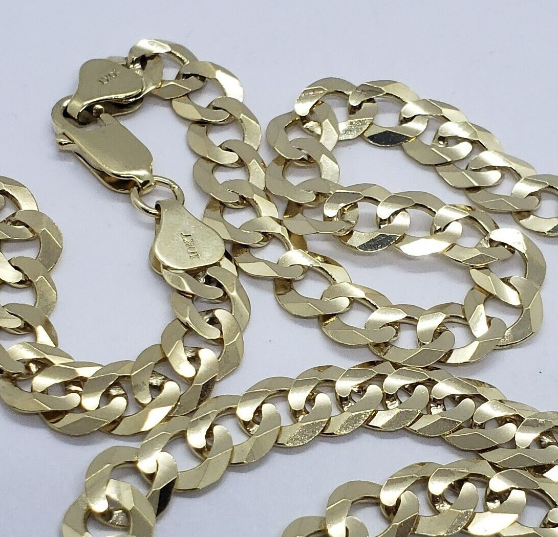 10K Yellow Gold Solid Cuban Link Chain Curb Necklace Bracelet 1.8mm-10mm 7″~30″