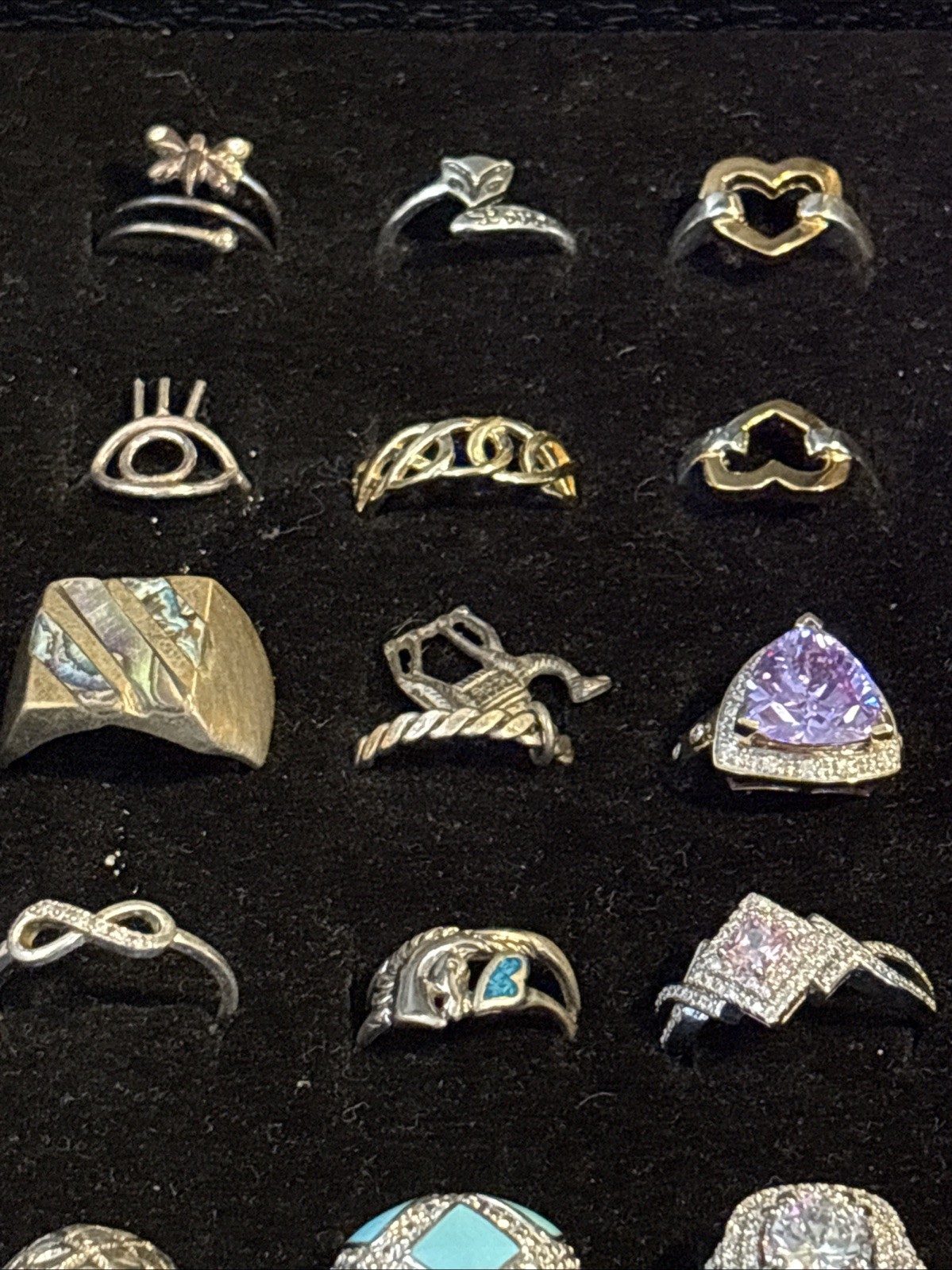 925/ Sterling 72 Rings Of Diff Sizes ,Stones And Styles Vtg / newCollection