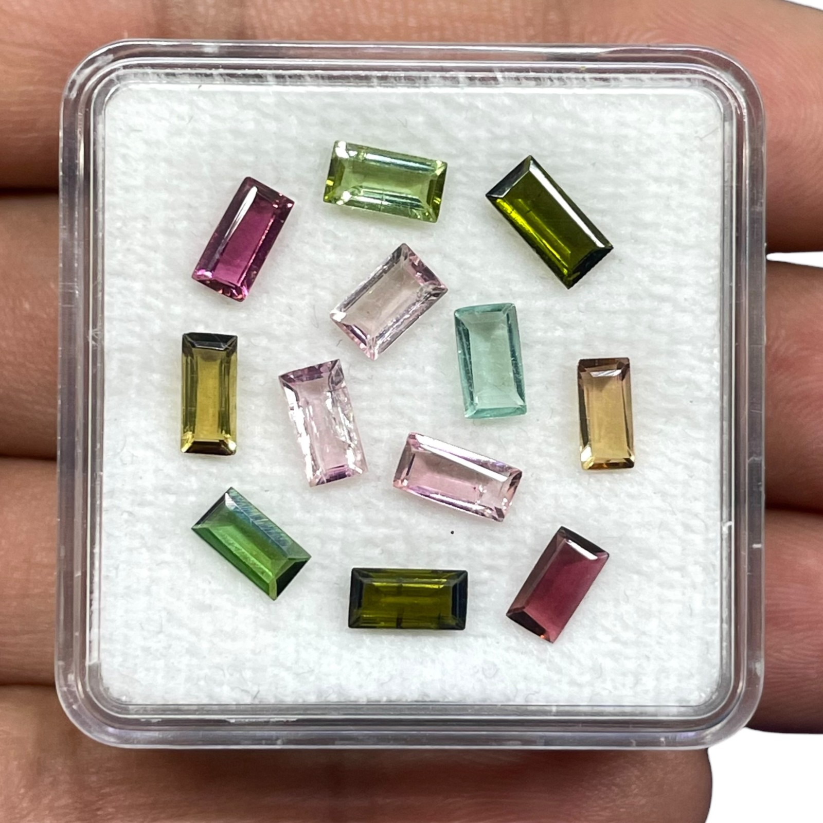 12 Pcs Natural Multi Tourmaline 5.6-6.7mm Baguette Cut Loose Untreated Gemstones