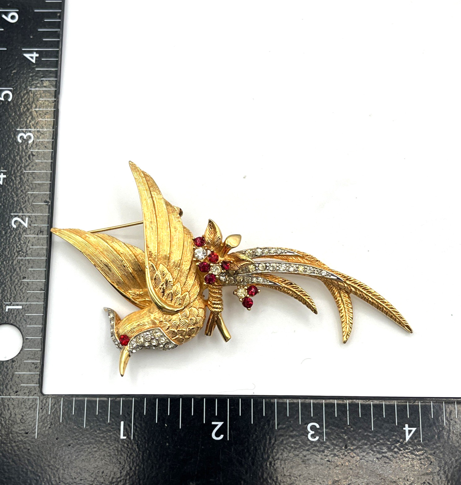 Vintage Marcel Boucher Brooch Bird of Paradise Brooch Gold Tone Plated 4″
