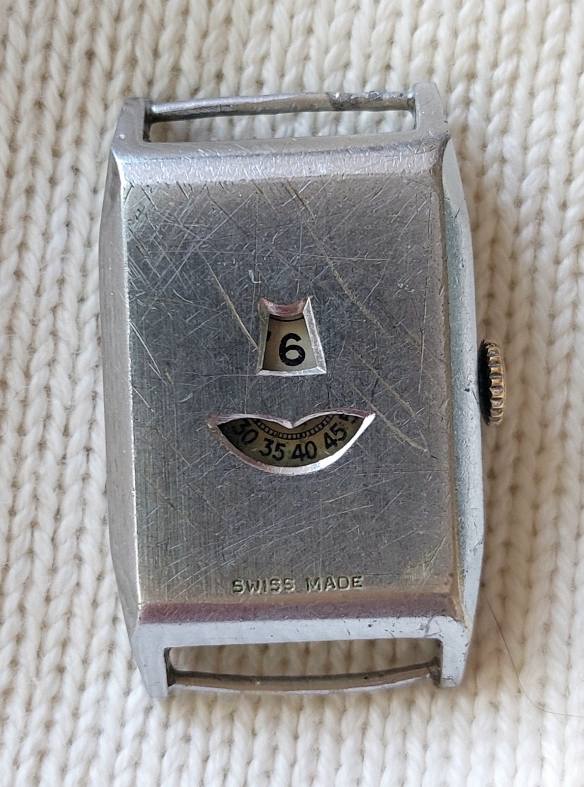 Jump hour vintage art deco tank watch 30s