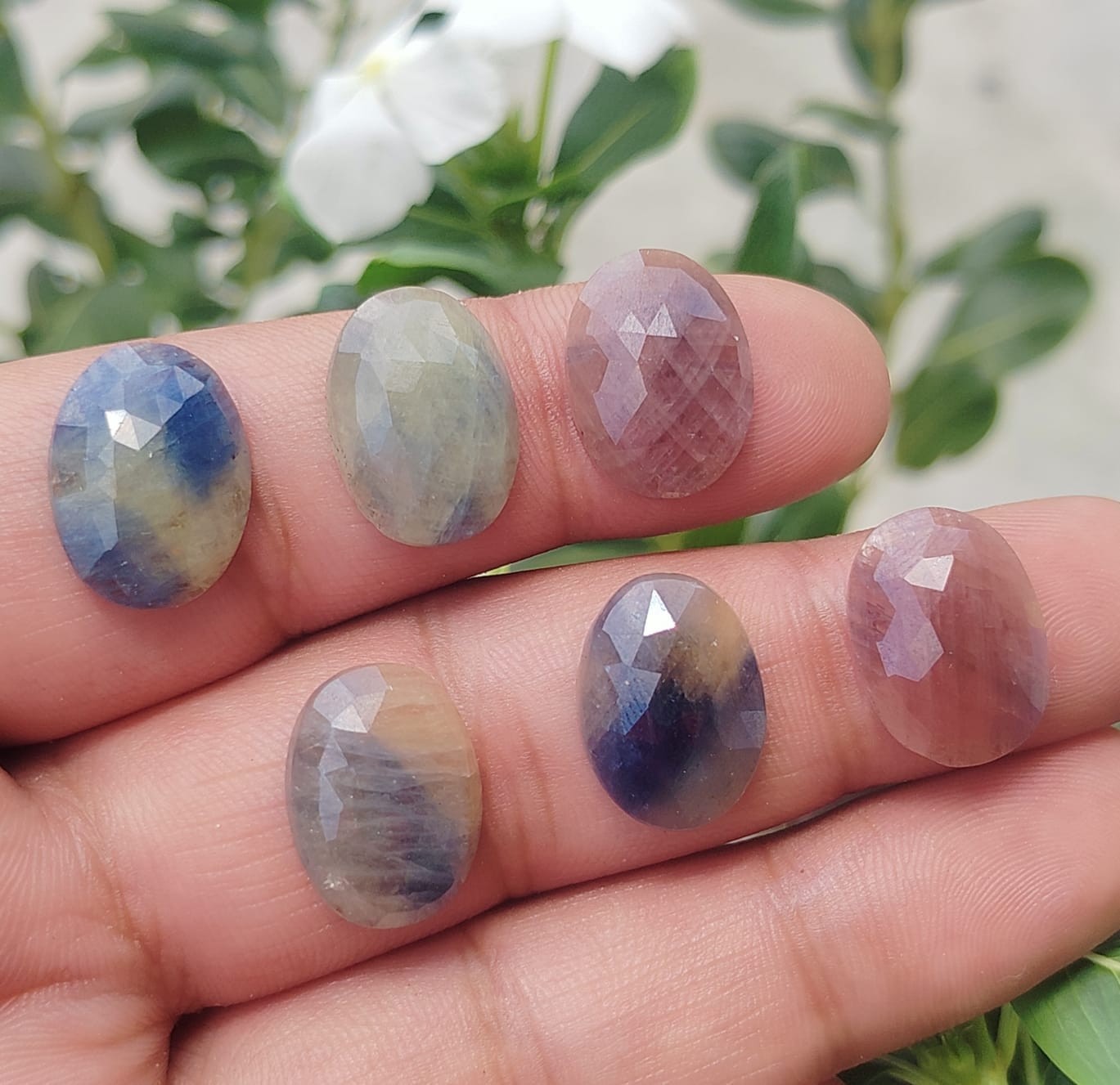 Natural Multi Sapphire Oval Faceted Cabochon,Polished Loose Gemstone For Jewelry