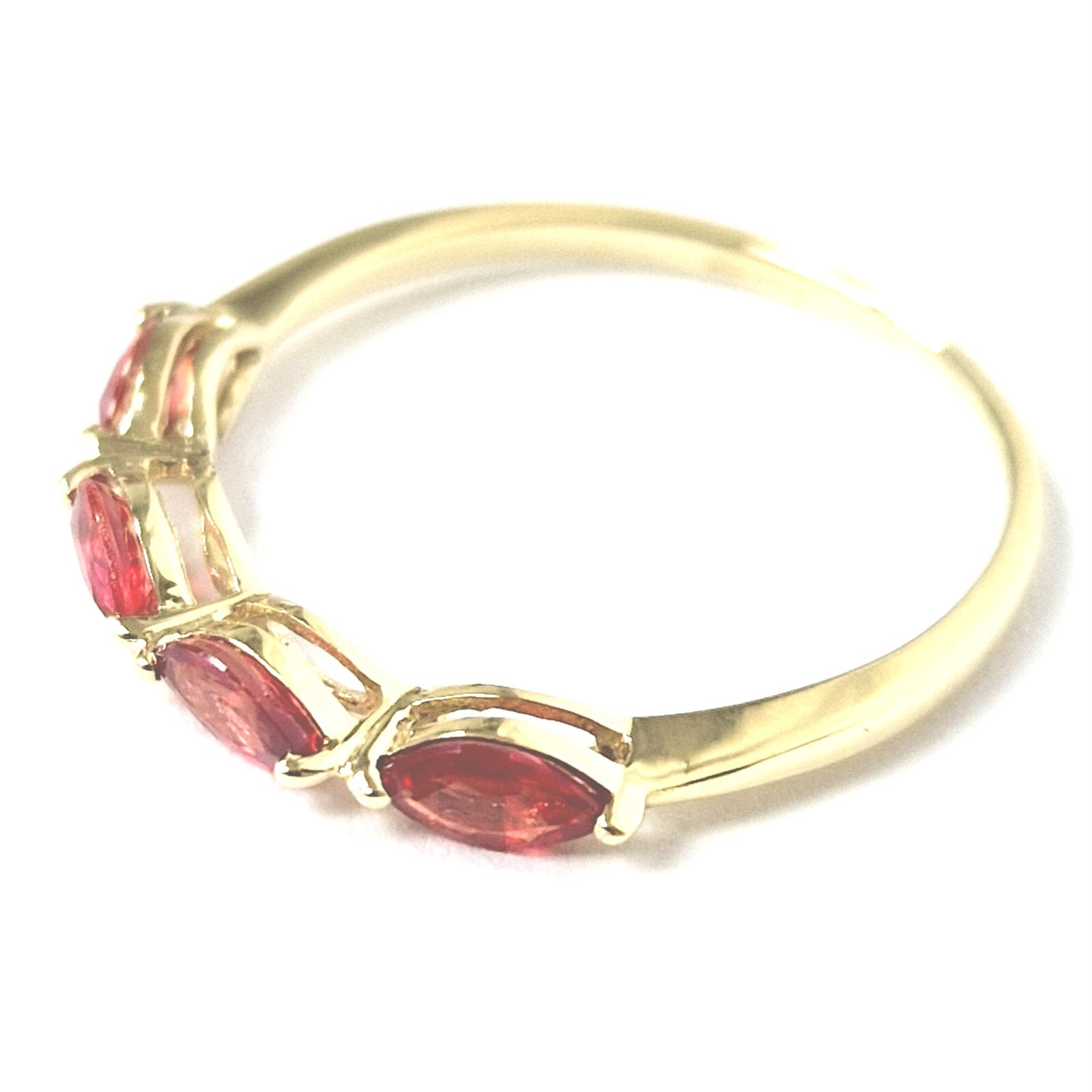 9ct Gold Blood Orange Zirconia Ring Size O Band UK Hallmarked 1.1g