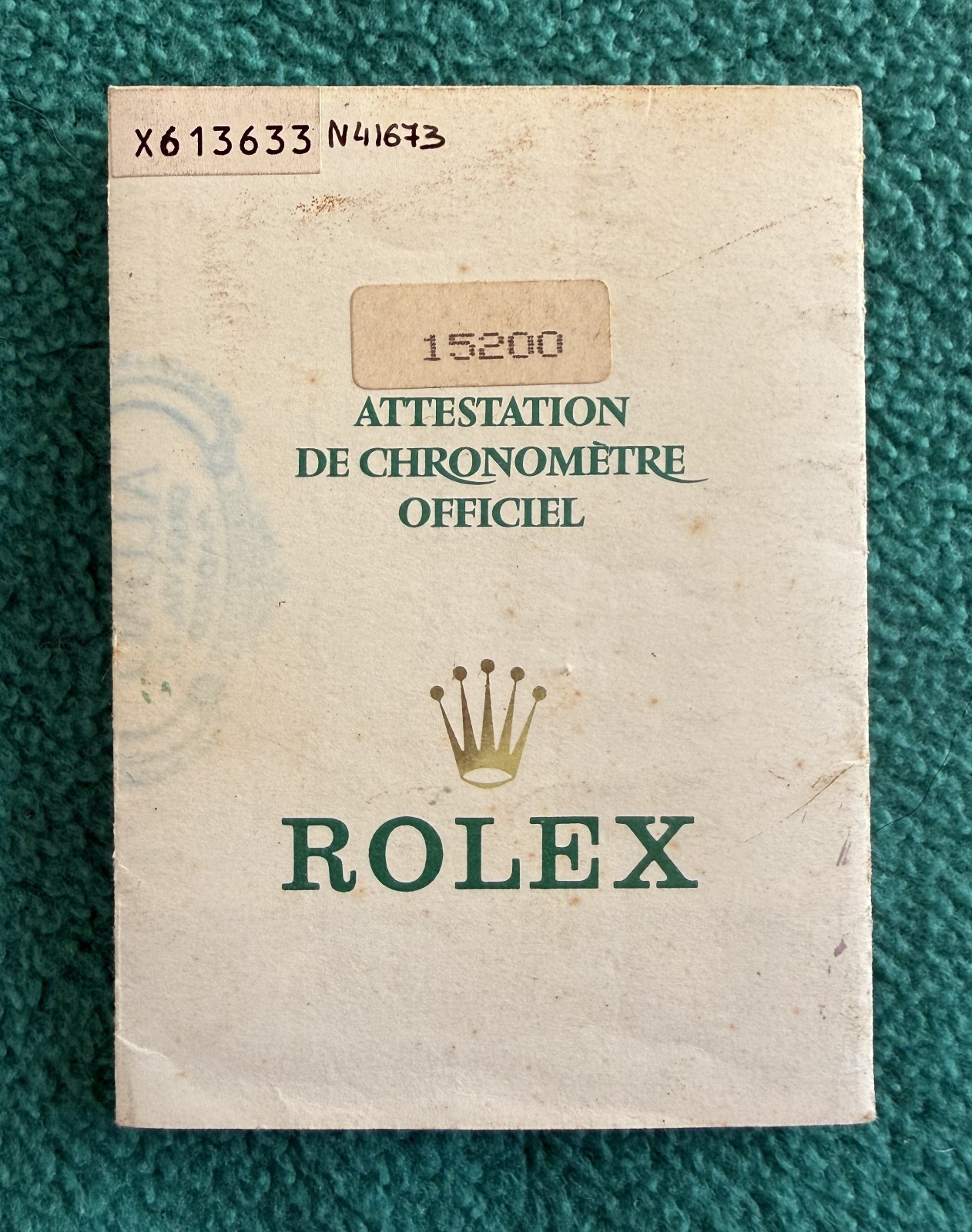 Vintage genuine Rolex Guarantee oyster perpetual 15200
