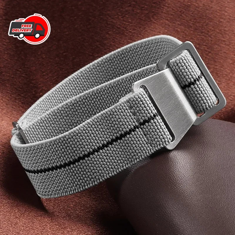 18/20/22mm Elastic Nylon Watch Band French Military Style Sport Strap Men Women