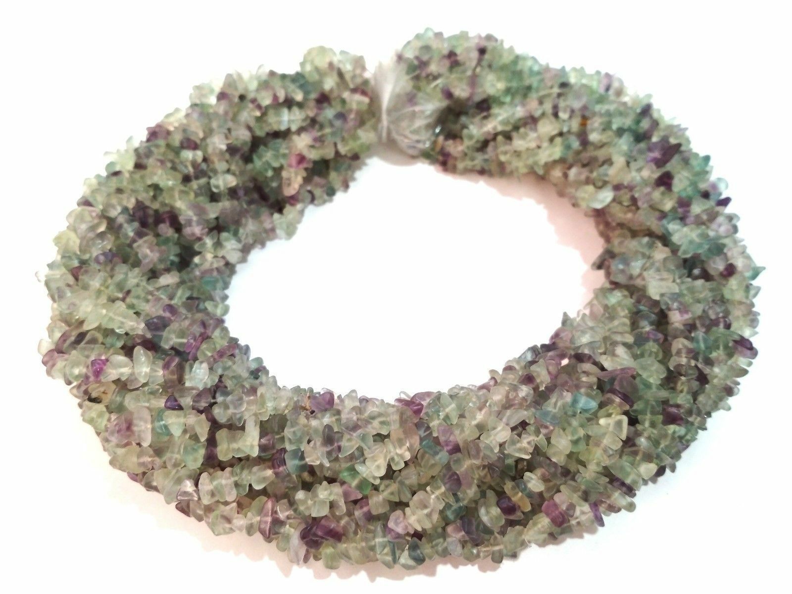 1-5 Strand Natural Multi Fluorite Smooth Chips Nuggets 4-6mm Loose Beads 34″inch