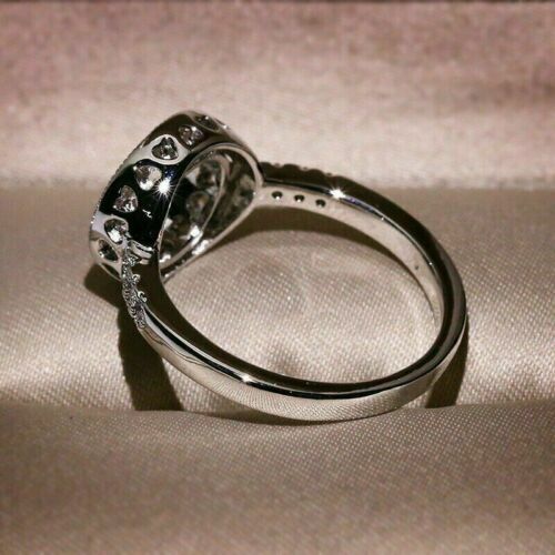 1.00 Ct Round Simulated Diamond Open Halo Engagement Ring 14K White Gold Finish