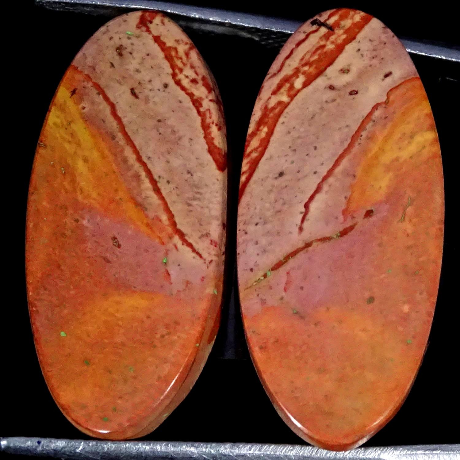 20.50Cts Natural Polygram Jasper Pair Oval Cabochon Gemstone 12X26X4MM