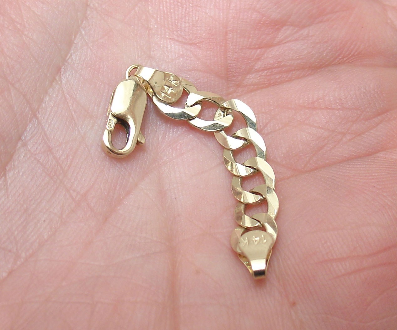 5.7mm Curb Link Necklace Extender for Pendant Charm REAL Solid 14K Yellow Gold