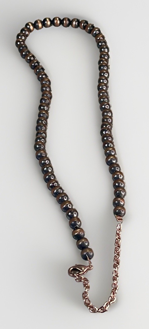 Southwestern 5mm Solid Copper Desert Pearl Hand Strung Necklace 18-20” 15.1g