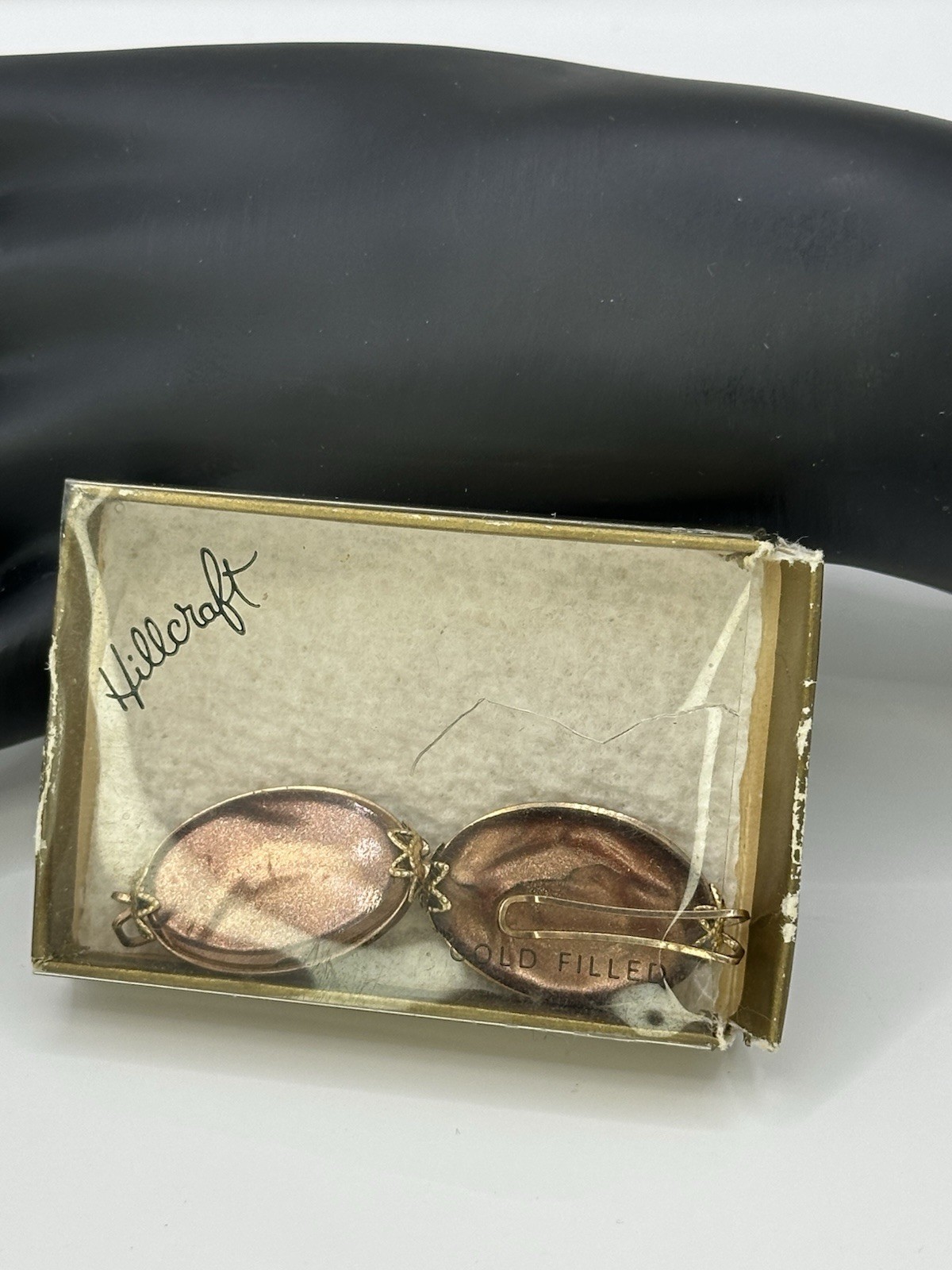 Vintage Hillcraft Earrings Copper Gold Shimmer Lucite Slip-On