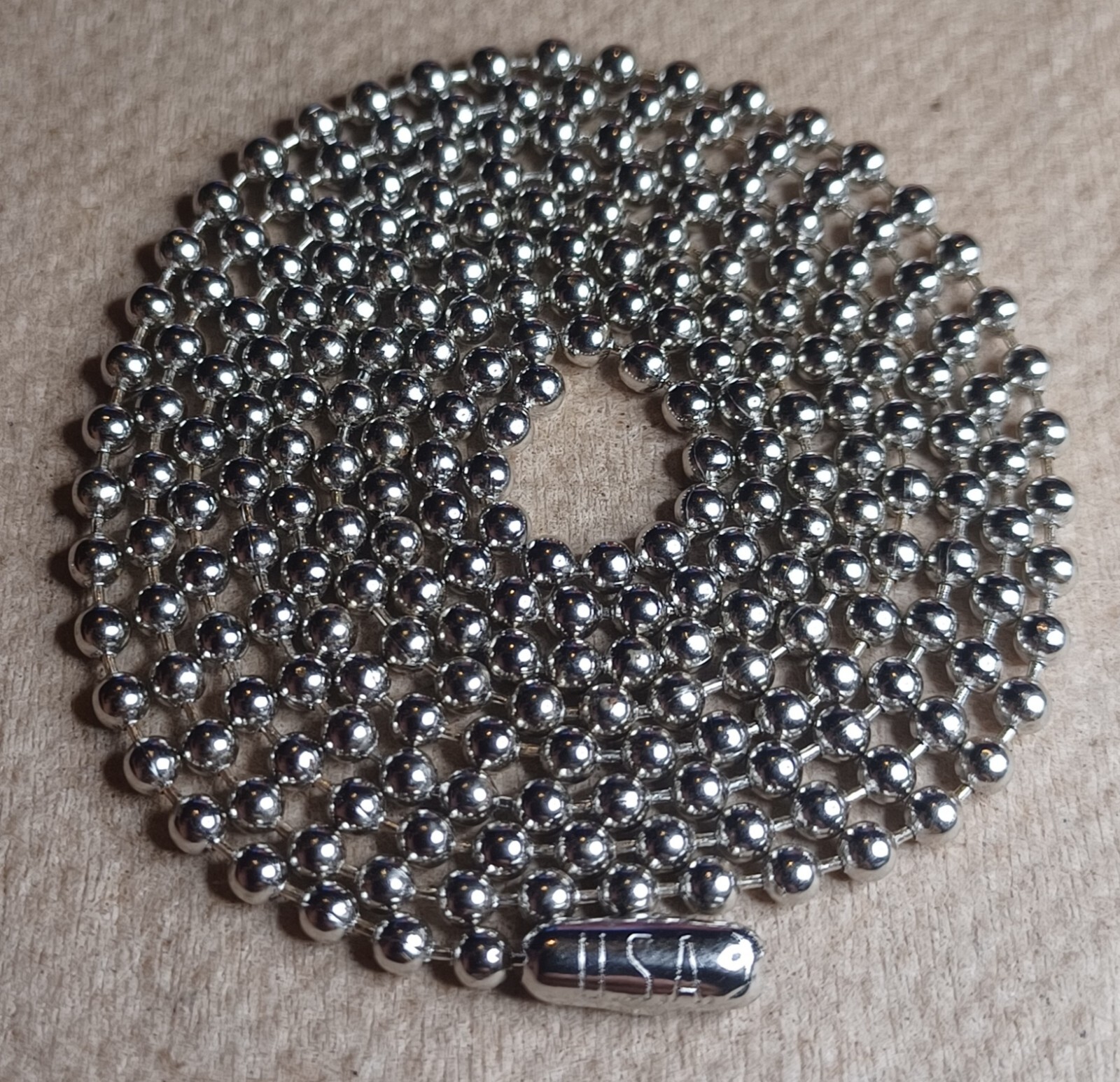 27″ 2.4mm Nickel Plated Steel Ball Bead Stylish Military Dog Tag Chain MadeInUSA