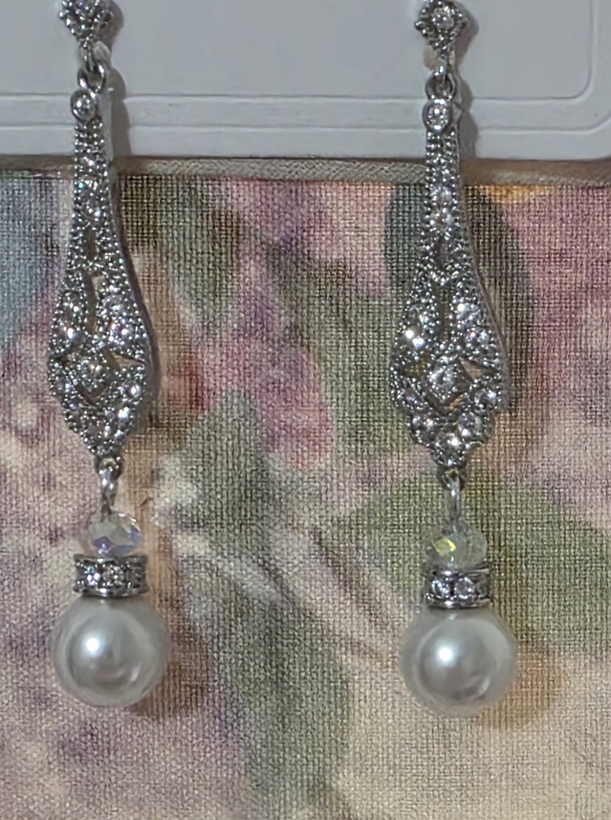 Sparkle In Zirconia Earrings Great Design Feminine 1.75″ Long Casual/Formal New