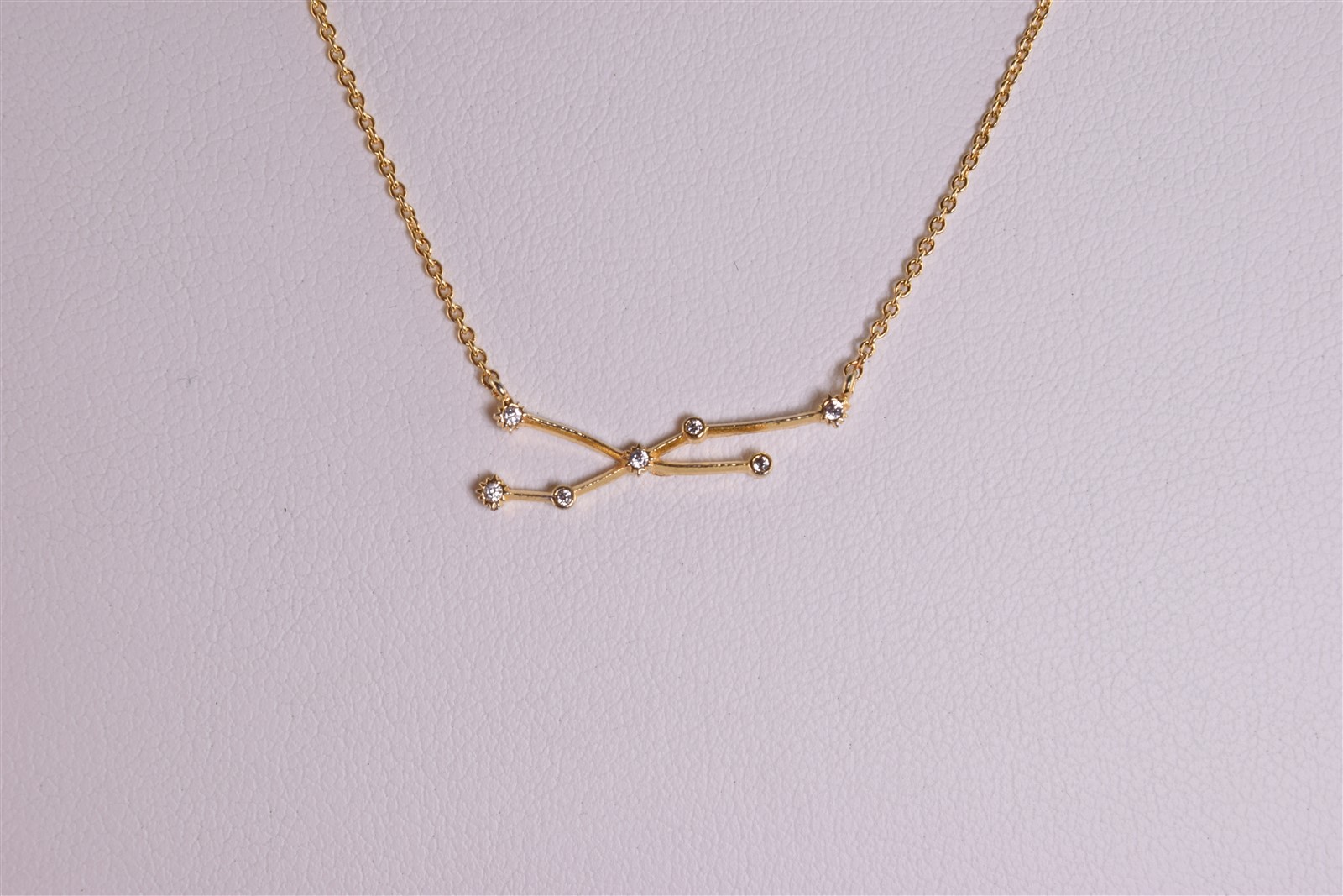 Gold over Sterling Silver 8mm x 25mm Accented Branch Station Pendant 17″ Chain