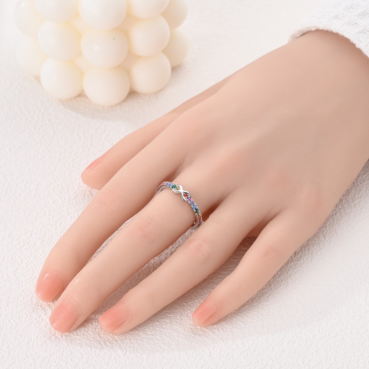 LAZA 925 Sterling Silver Colorful Rainbow Finger Ring AAA CZ Women Jewelry