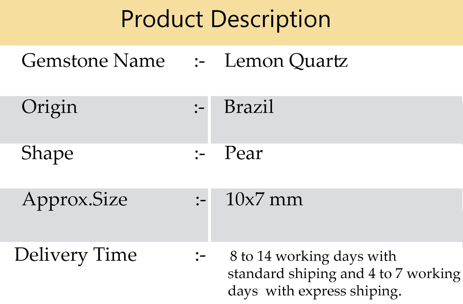 Brazil Lemon Quartz Faceted Pear Briolette Strand 10x7mm Natural Gemstone 7″