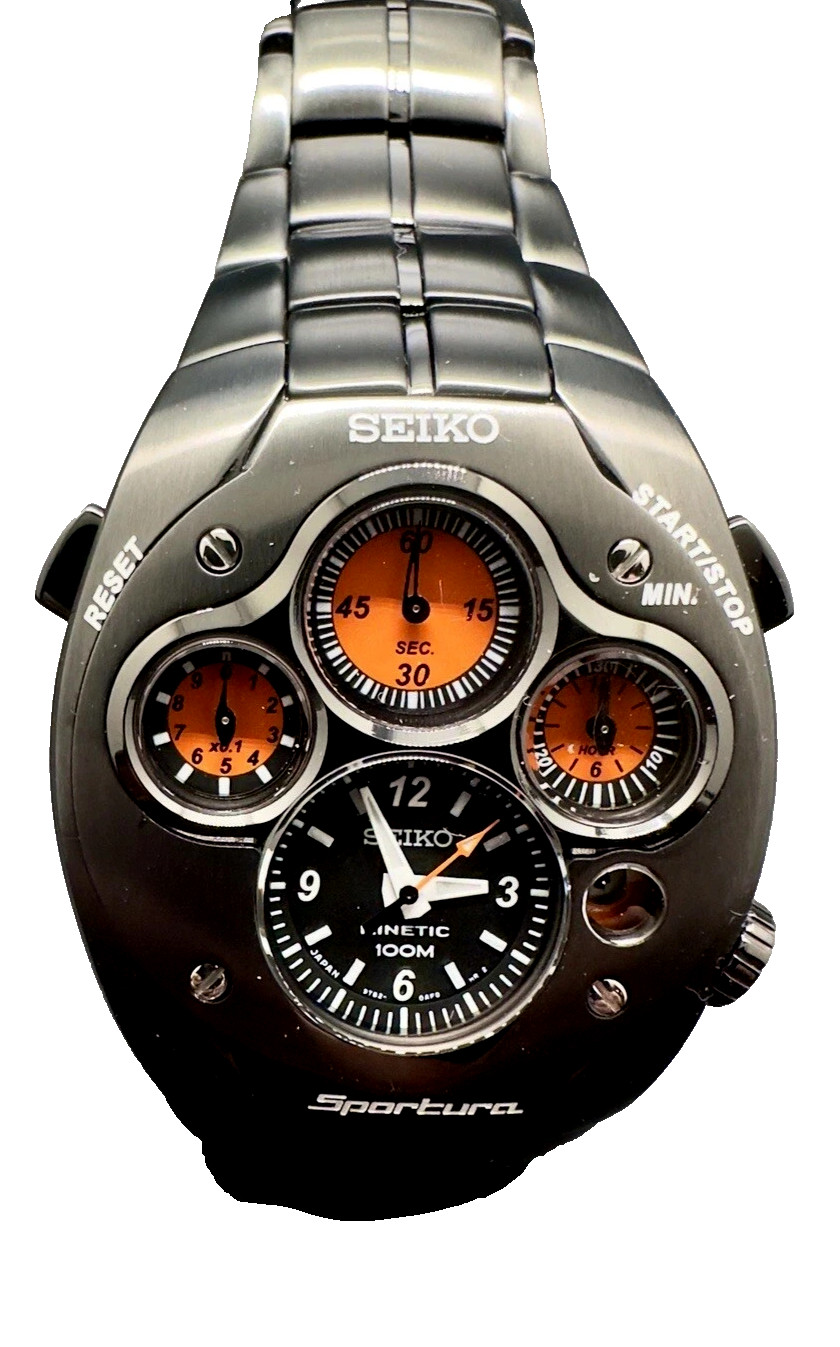 Rare Limited Edition Seiko Sportura SLQ019 Kinetic Chronograph Mens Watch
