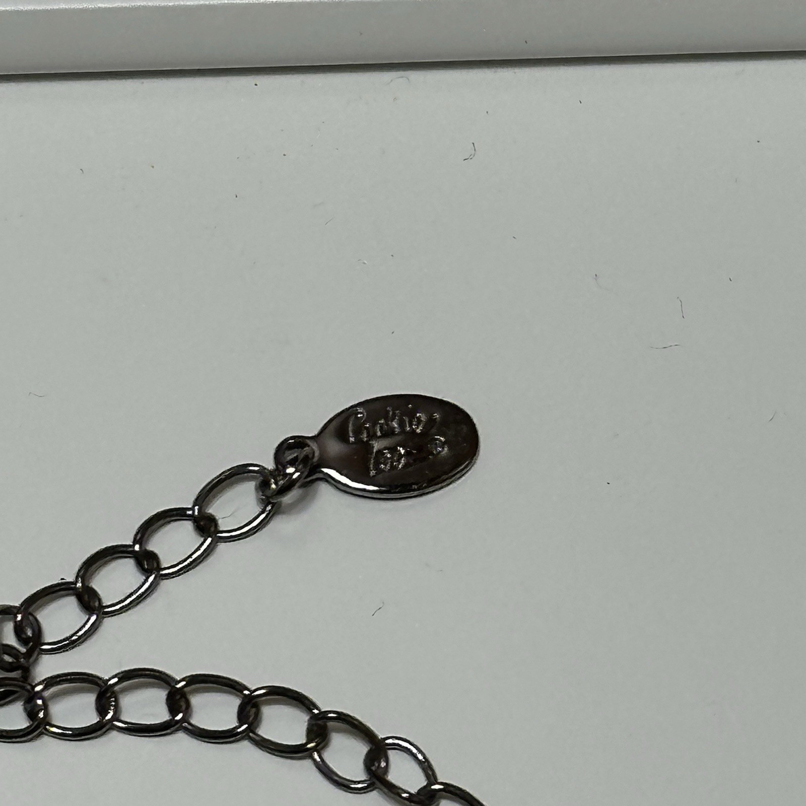 Black Beaded Necklace With Gunmetal Tone Metal Chain