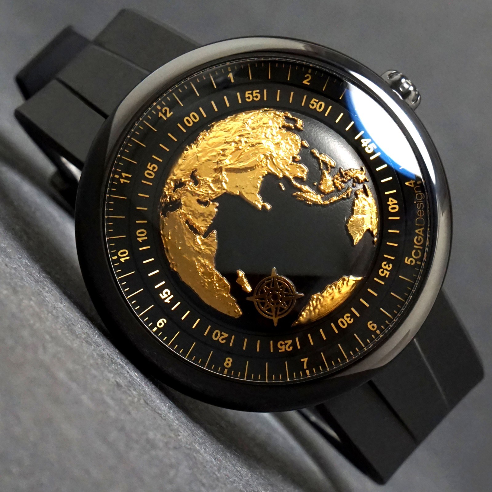 Ciga Design Blue Planet Gilded Age 24K Gold Black Ceramic Man’s Automatic Watch