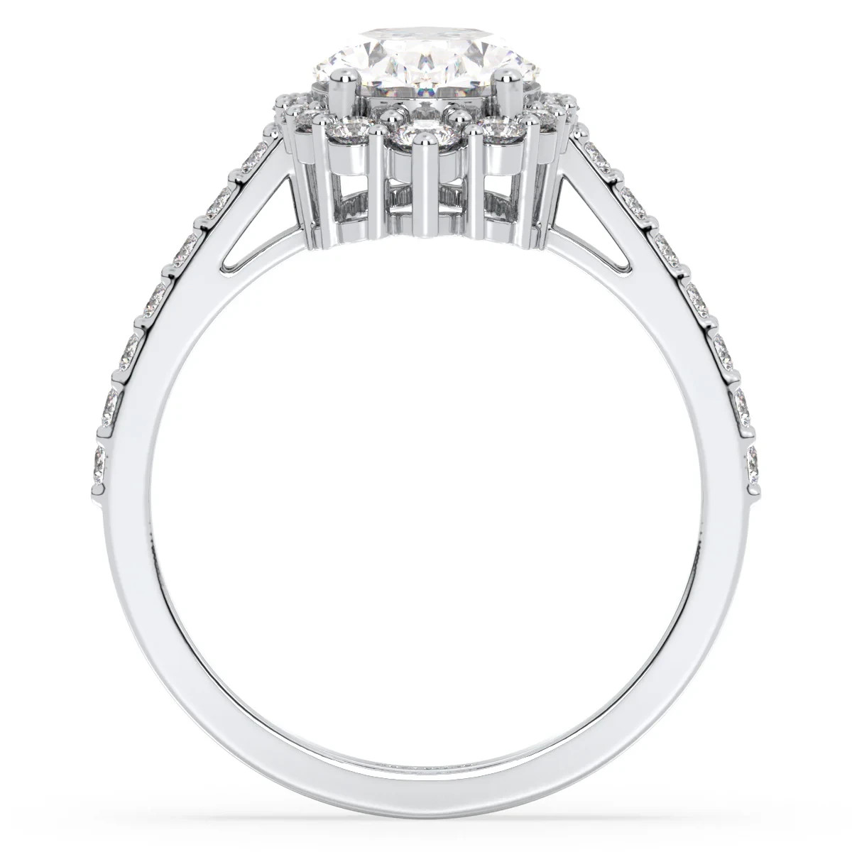 EF-VS1 1 2 3 CT Oval Lab Grown Diamond Halo Bridal Engagement Ring 14k Gold