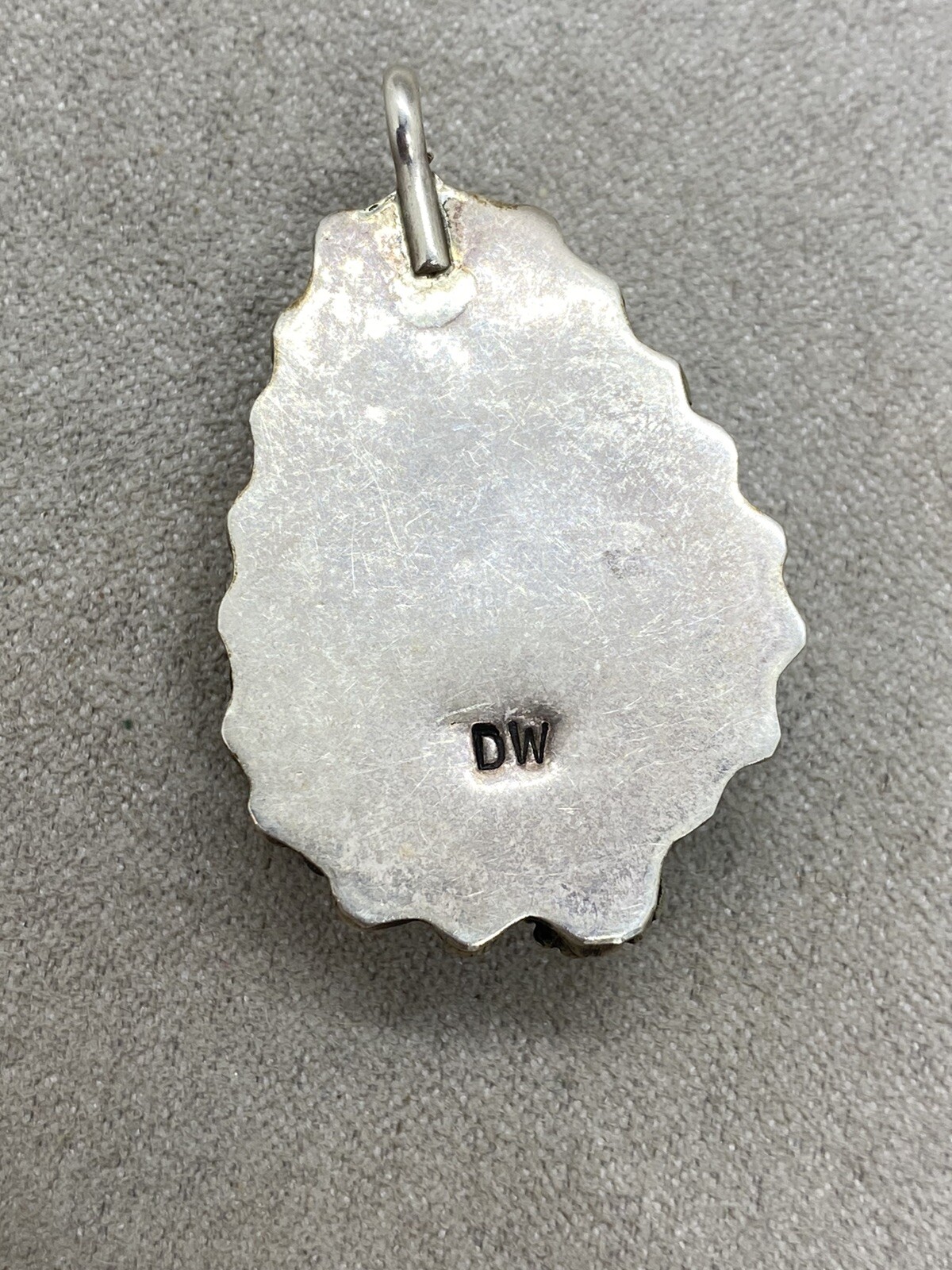 Vintage N.A. DW SIGNED Malachite Sterling Silver Pendant