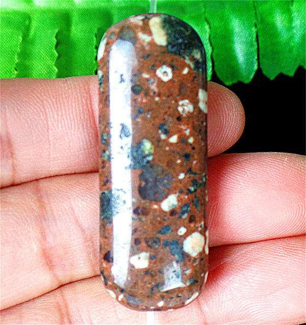 41x15x8mm Natural Brown Leopard Skin Jasper Oblong Heigth Holes Bead AD62639