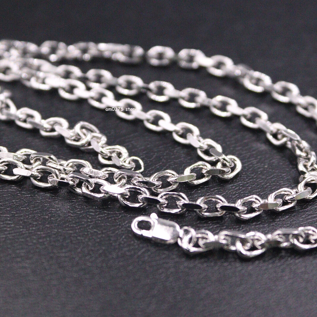 Real S925 Sterling Silver Necklace Women’s 4mm Solid Cable Chain 24inch /26-27g