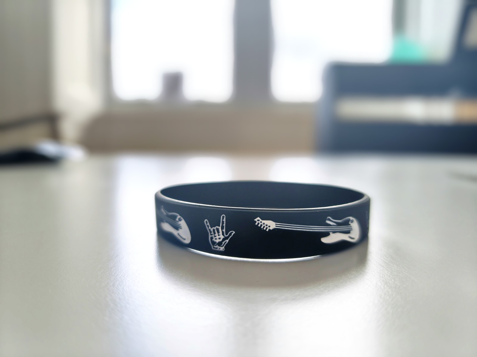 Rock N Roll Electric Guitar Silicone Wristband Bracelet Y2K Unisex