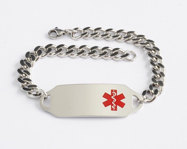 Medical Alert ID Bracelet -FREE ID Wallet Card,Engraving -Men’s Women’s USA