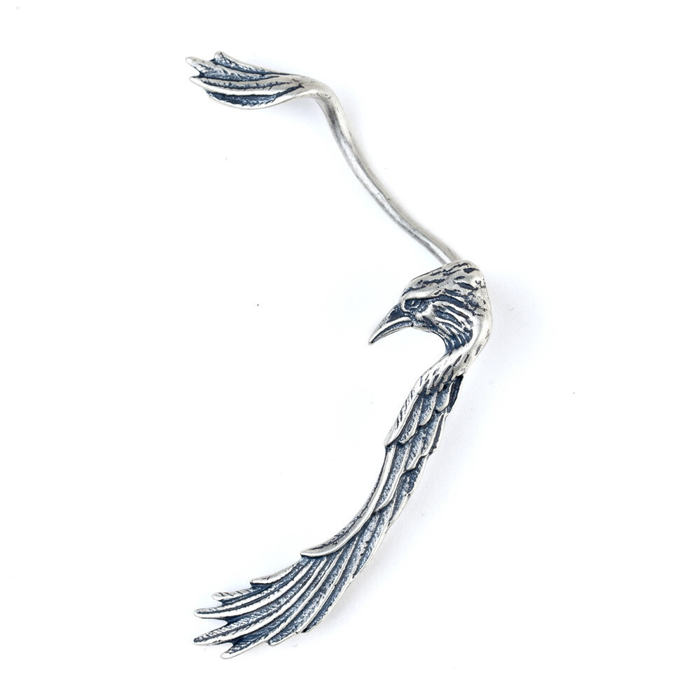 1pc Handmade Left Ear Crow Shaped Ear Cuff Earrings Made S925 Sterling Silver