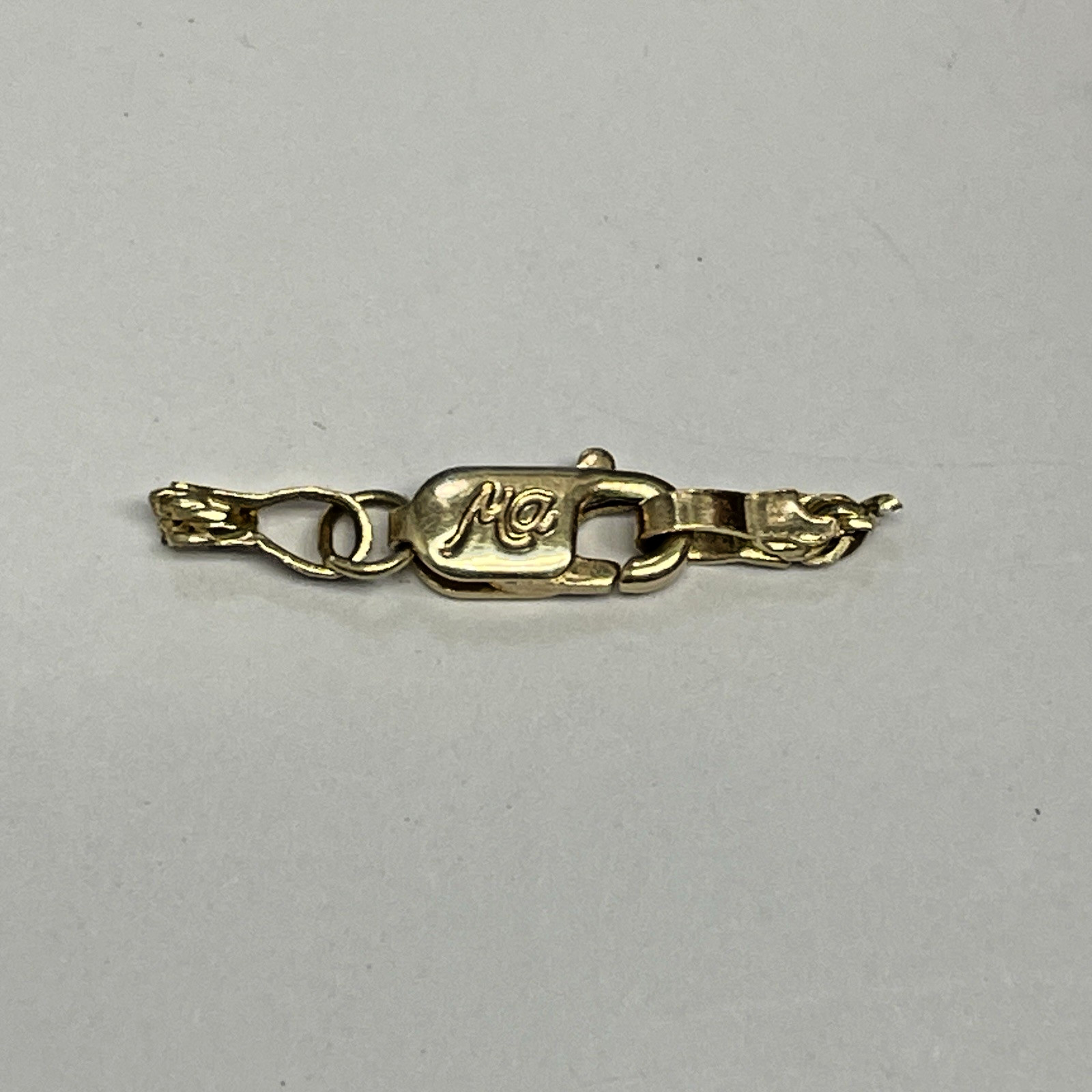 14k Yellow Gold Lobster Clasp & Jump Ring Flat Chain End 4 x 8mm 0.4g