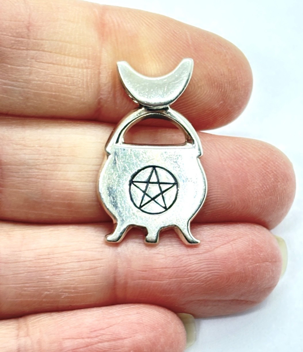 PSCL Peter Stone Sterling Silver Cauldron Pendant With Pentacle