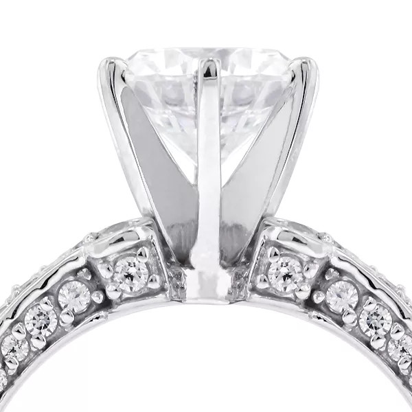 Side Stone Engagement Ring Solid Platinum 2.73 CT Round Lab-Grown Diamond E VS1