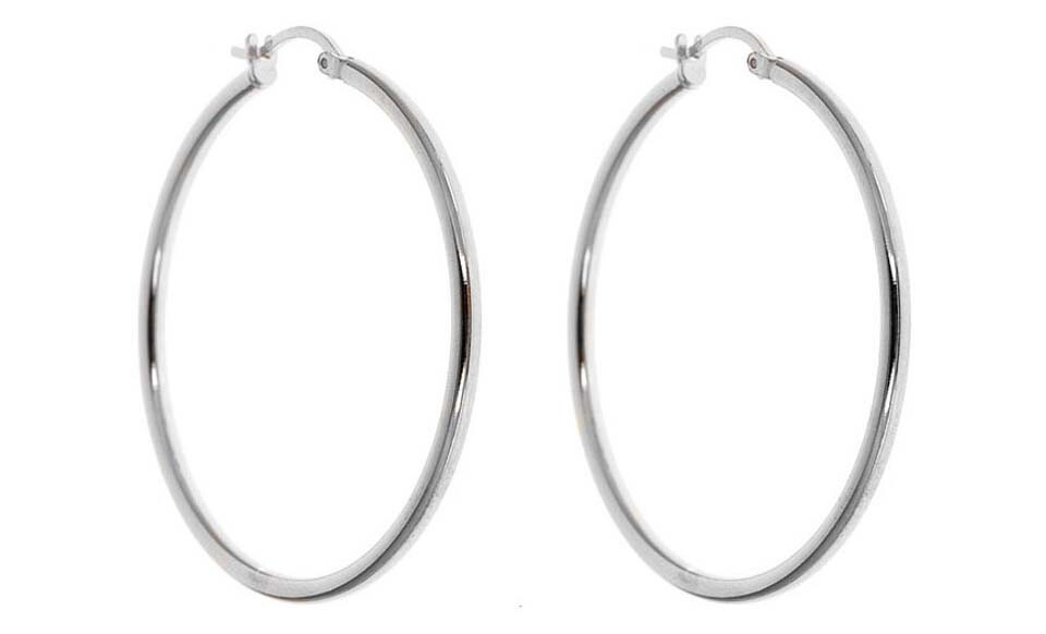 Women’s 925 Sterling Silver 60mm 2” Big Round Large Thin Hoop Snap Earrings