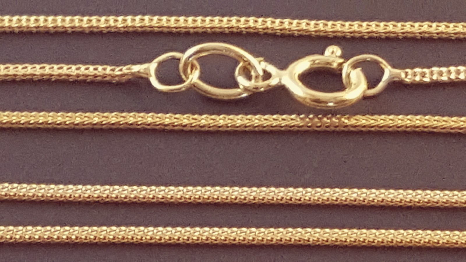14k Solid Yellow Gold Italian 0.85 mm Square Wheat Chain Necklace 16″, 20″, 22″.